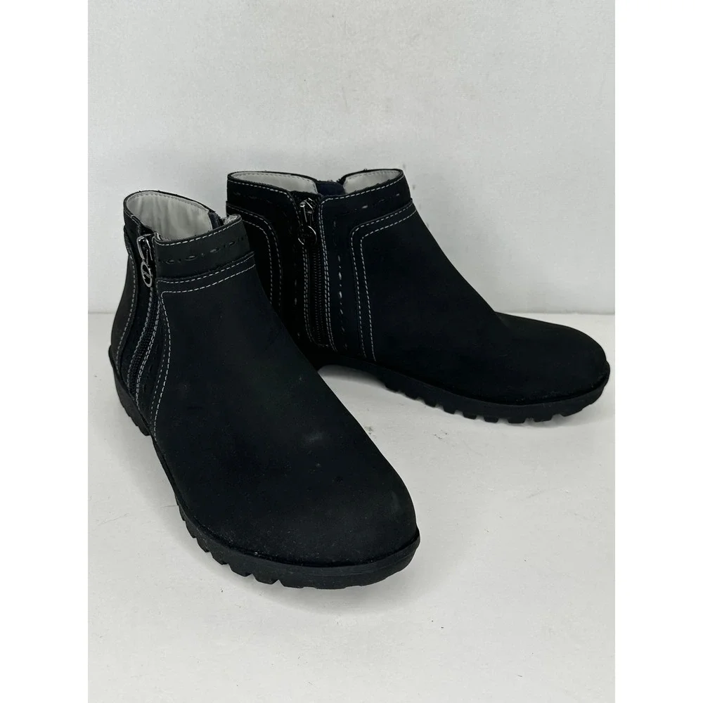 J Sport by Jambu Jenna Black Ankle Boots Memory Foam Minimalist Womens 8M